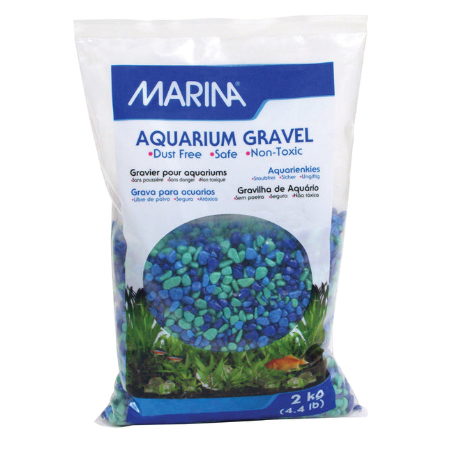 Marina Decorative Coloured Aquarium Gravel - Tri-Colour Blue - 2 kg (4.4 lb)